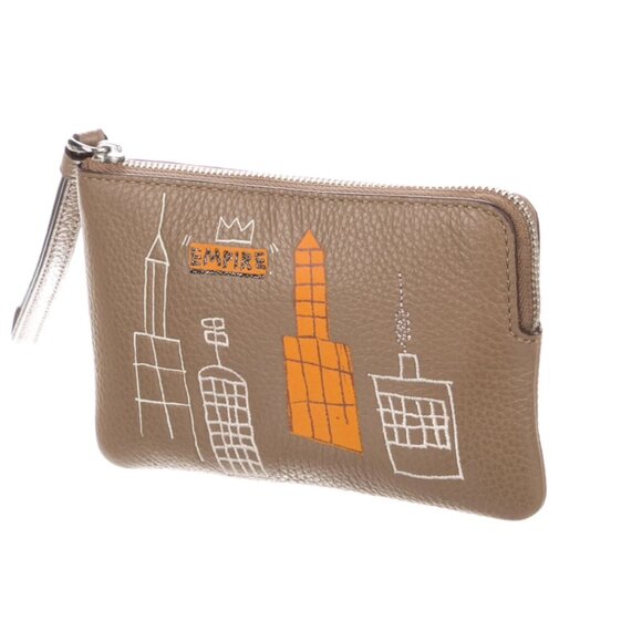Coach X Jean Michel Basquiat City Corner Zip Leather Wristlet Wallet C5992 - Picture 1 of 6